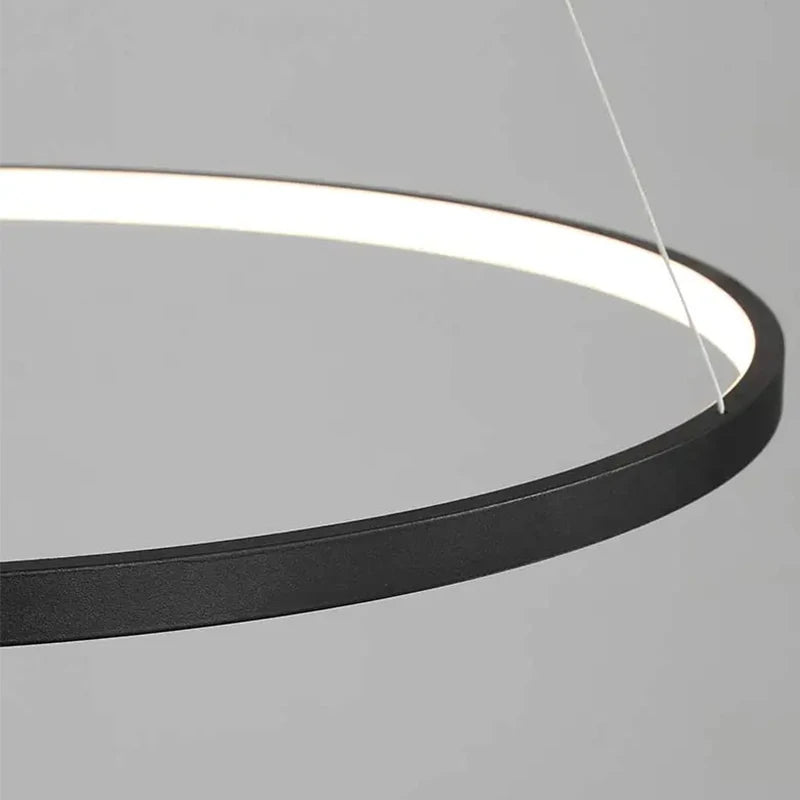 Modern Round LED Pendant Light – Black/White Minimalist Chandelier
