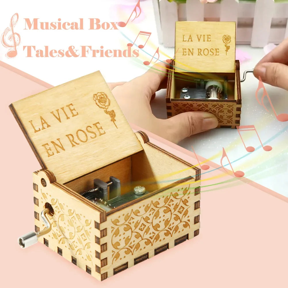 Wooden Hand Crank Music Box