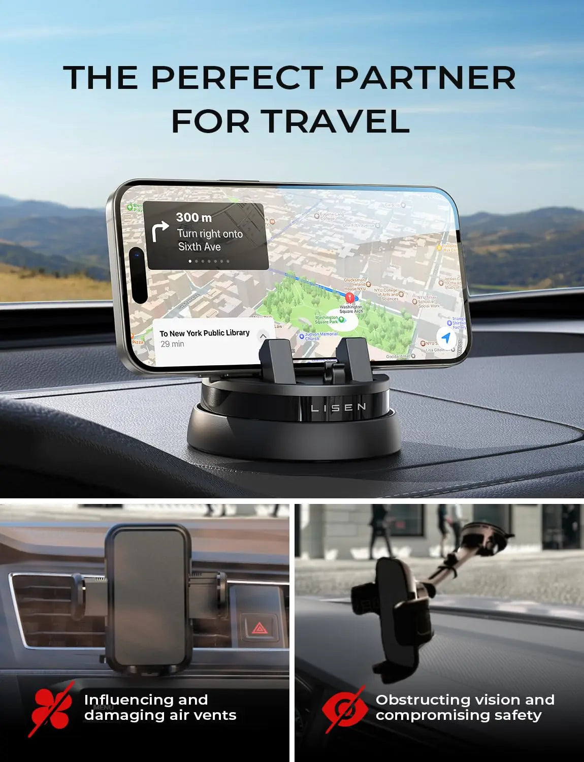 Cartmela Magnetic Car Mount Phone Holder 360° for iPhone & Samsung