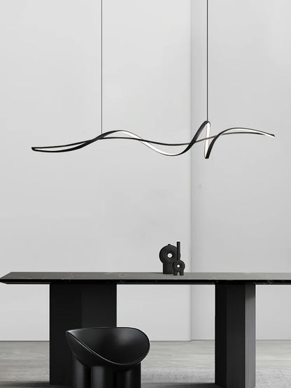 Modern Curved LED Pendant Light – Minimalist Dining Room Fixture
