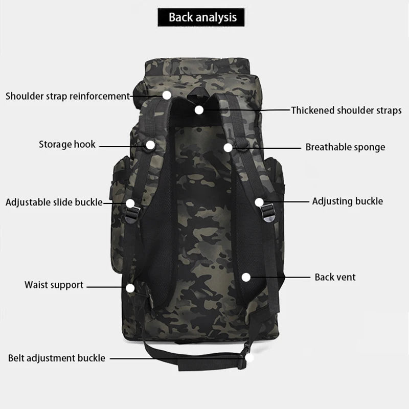 80L Large Capacity Waterproof Camouflage Outdoor Backpack