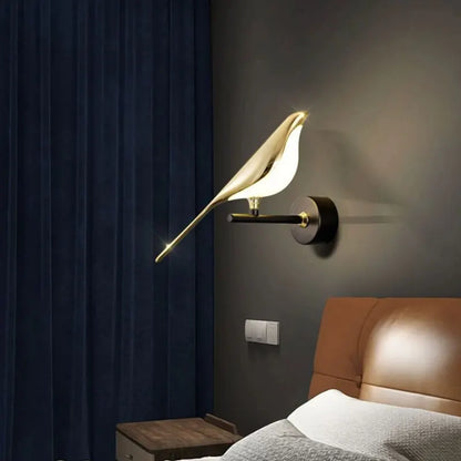 Magpie Bird LED Wall Lamp – 360° Rotating Bedside Light