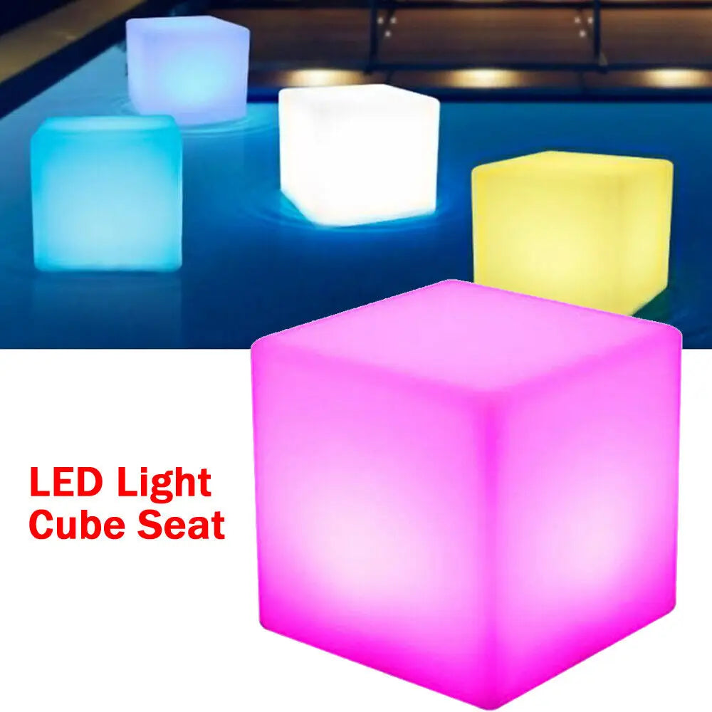 LED Cube Bar Stool Chair with 16 RGB Colors & Remote – 17" Light