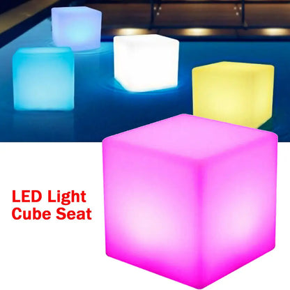 LED Cube Bar Stool Chair with 16 RGB Colors & Remote – 17" Light