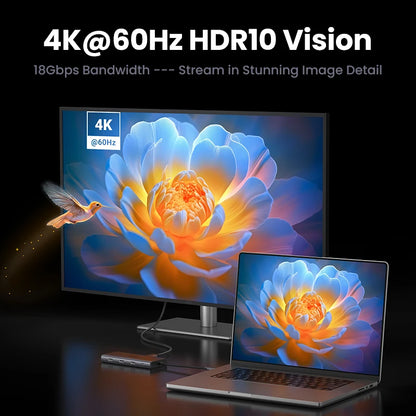 9-in-1 USB-C Hub – 4K@60Hz HDMI, 10Gbps USB, RJ45, PD 100W
