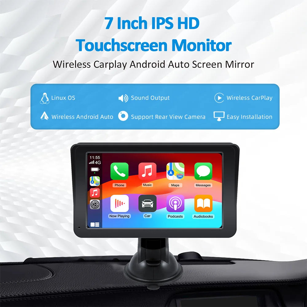 Universal 7" Car Radio Touch Screen with Apple CarPlay & Android