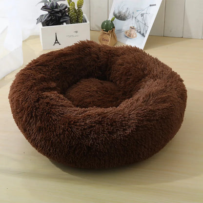 Round Cat Bed House - Soft Plush Cushion Bed for Dogs & Cats, Pet Sleeping Sofa