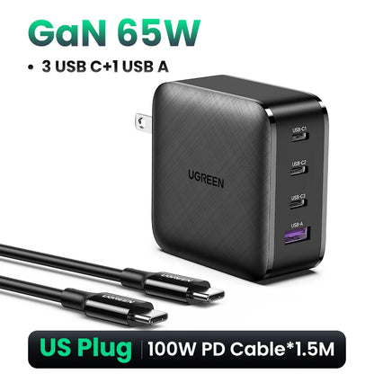 65W GaN USB-C Charger – Quick Charge 4.0 PD Fast Charger for Phones & Laptops