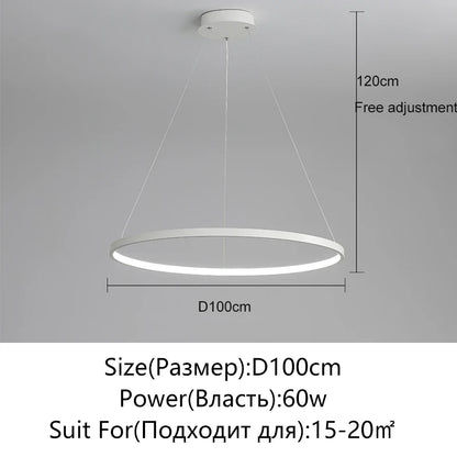 Modern Round LED Pendant Light – Black/White Minimalist Chandelier