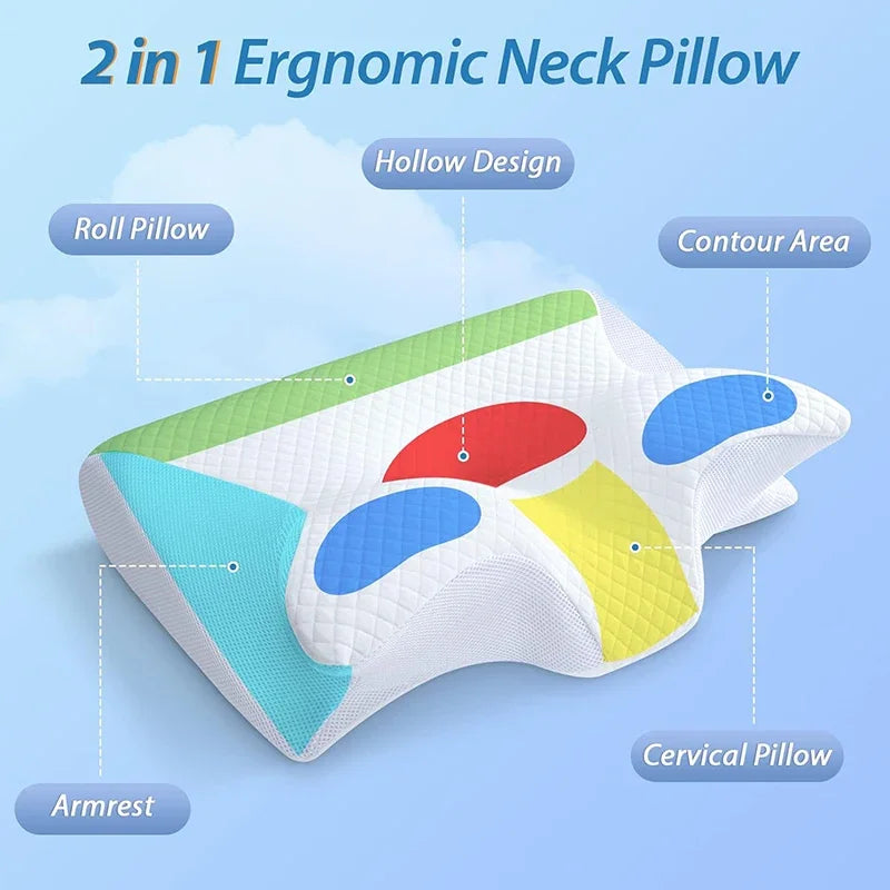 2-in-1 Memory Foam Cervical Pillow | Ergonomic Orthopedic Support