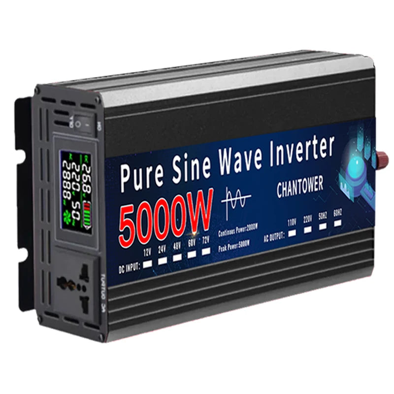 Pure Sine Wave Inverter DC to AC – 12V/24V to 110V/220V 2000–5000W