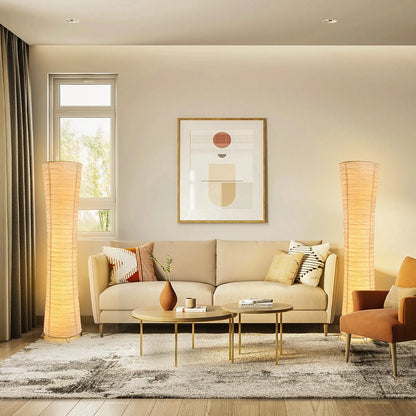 Three-Color Paper Lampshade LED Floor Lamp