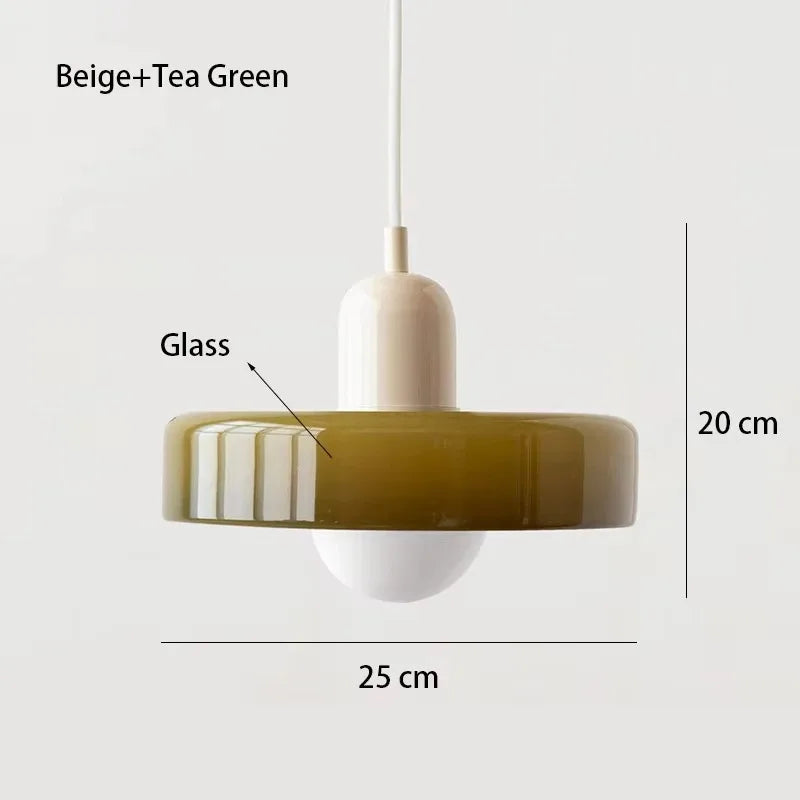 Nordic Retro Glass Pendant Lamp – E27 LED Indoor Chandelier