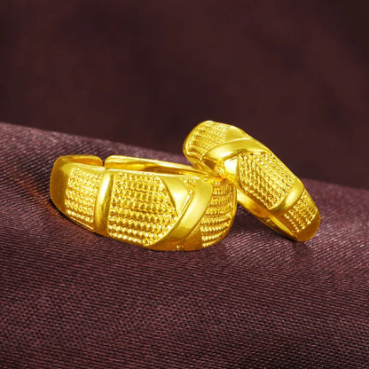 Gold Color Opening Rings for Couples – Dragon & Phoenix Design
