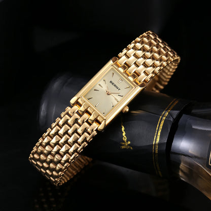 Gold Square Women’s Quartz Wristwatch | Luxury Fashion Watch