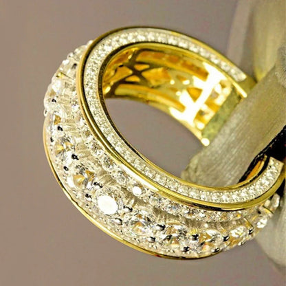 14K Gold Color Full Diamond Round Ring – Wedding & Engagement
