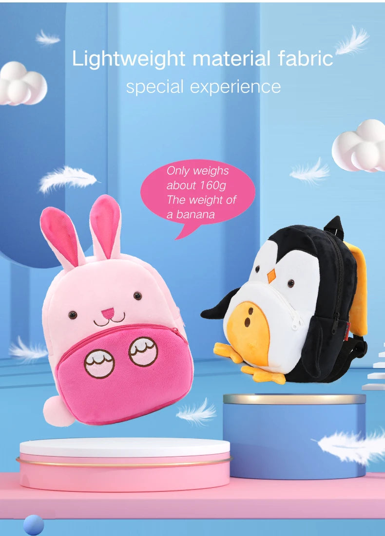 Cartmela Cute Animals Cartoon Plush Backpack - Kids Schoolbag