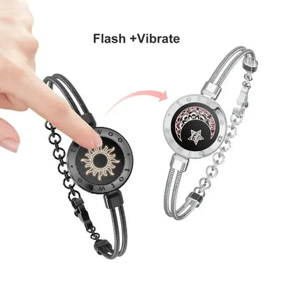 Long Distance Touch Bracelets – Sun & Moon Light-Up Couples Gift