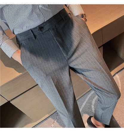 Cartmela Men’s Black Striped Suit Pants