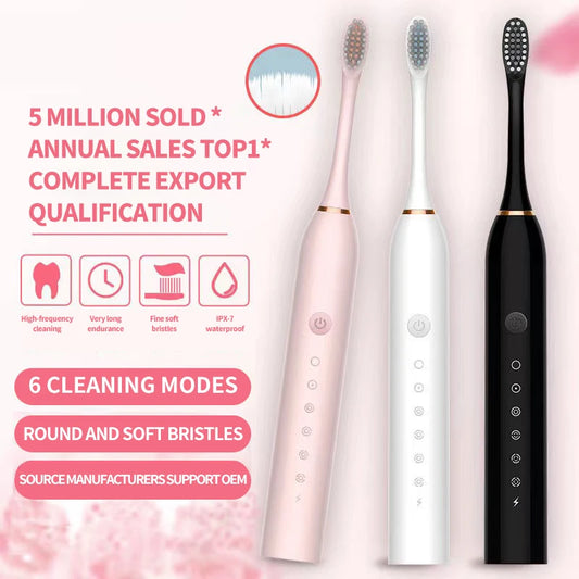 Sonic Electric Toothbrush for Adults | 3 DuPont Heads, USB Rechargeable, IPX7 Waterproof