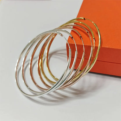 18K Gold Plated Hoop Earrings – 925 Silver, 3–7cm Size Options