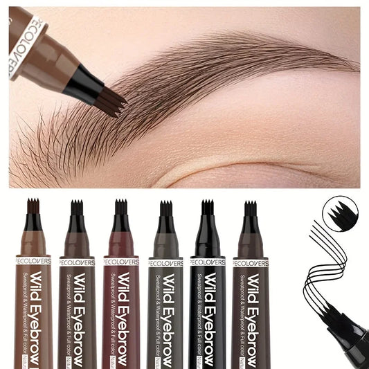 Waterproof 4-Tip Eyebrow Pen for Natural-Looking Defined Brows