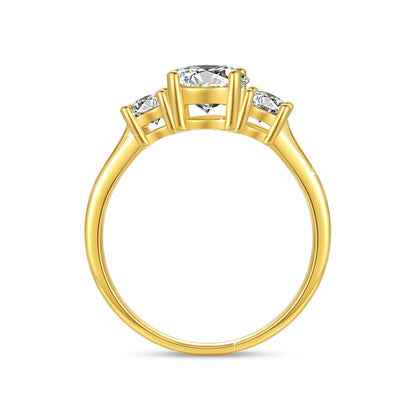 18K Gold Moissanite 3-Stone Ring for Women – Luxury Engagement
