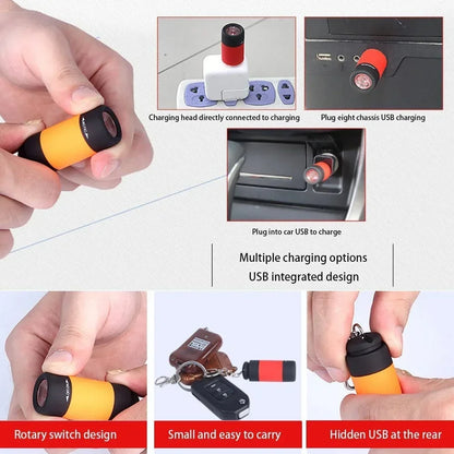USB Rechargeable LED Pocket Flashlight – Mini Keychain, Waterproof
