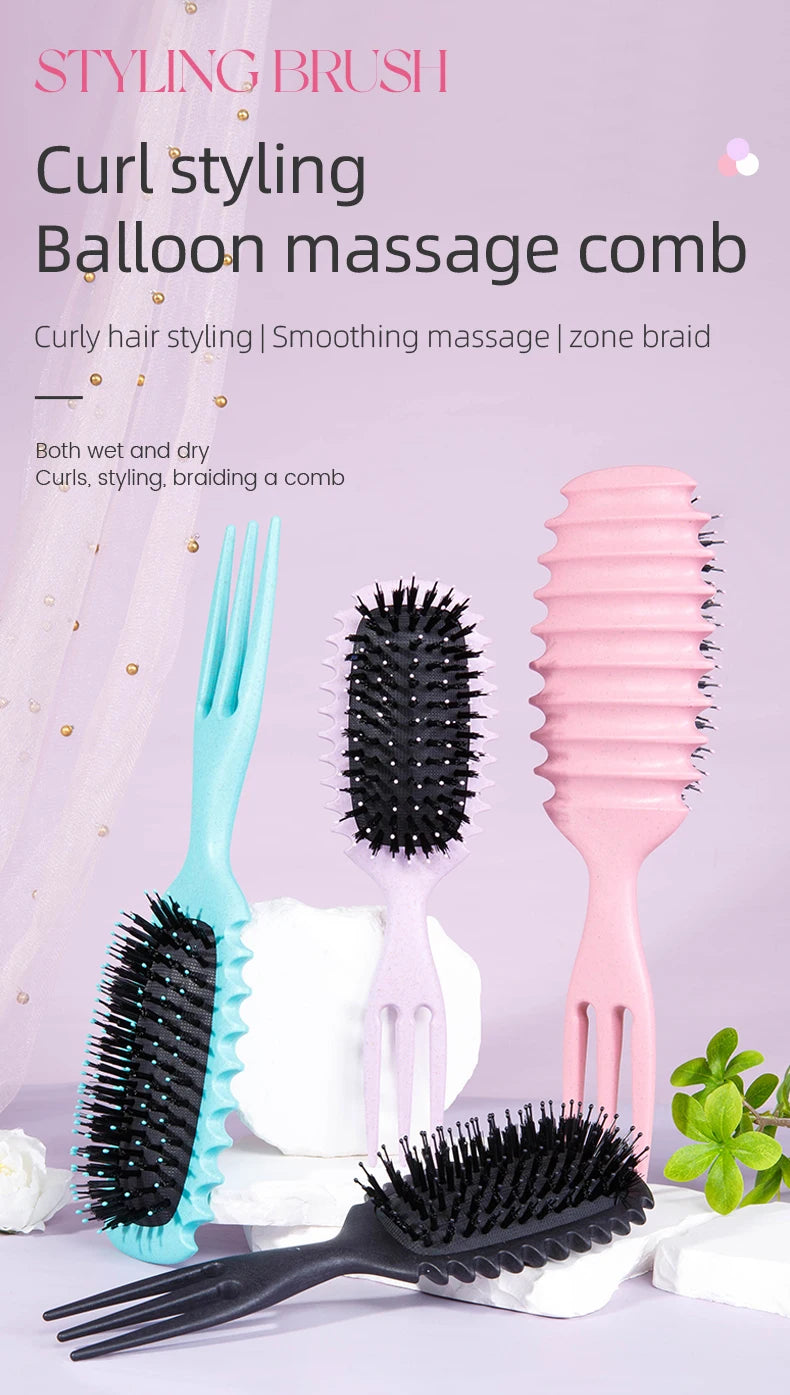 Curly Hair Styling Brush – Nylon Detangling & Volumizing Comb