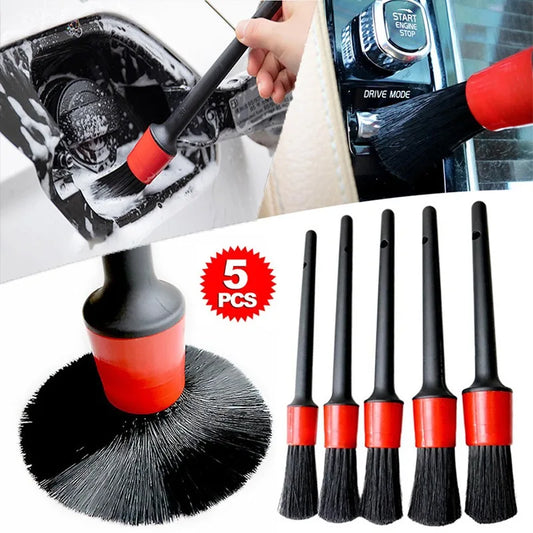 5Pcs Car Cleaning Brush Kit - Auto Detail Brushes
