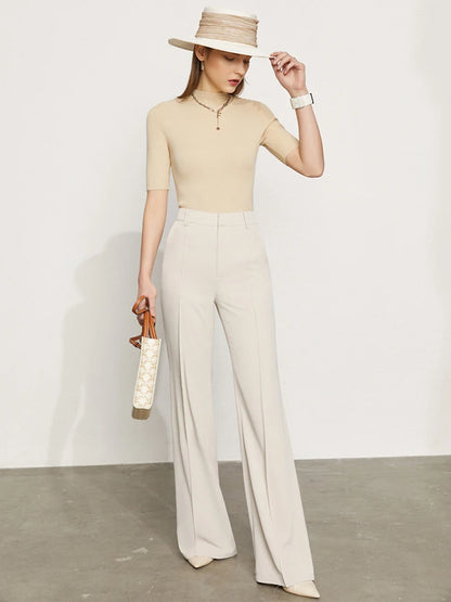 Women’s Wide Leg Chiffon Pants – High Waist Loose Office Trousers