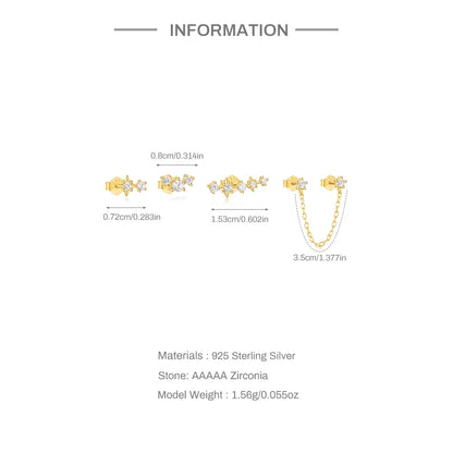 925 Sterling Silver Earring Set – Waterdrop, Flower & Pearl Trio