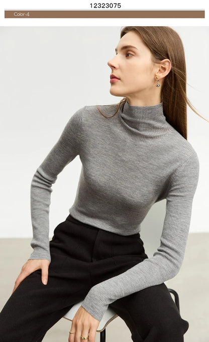Women’s Slim Fit Turtleneck Sweater – Warm High Elastic Pullover