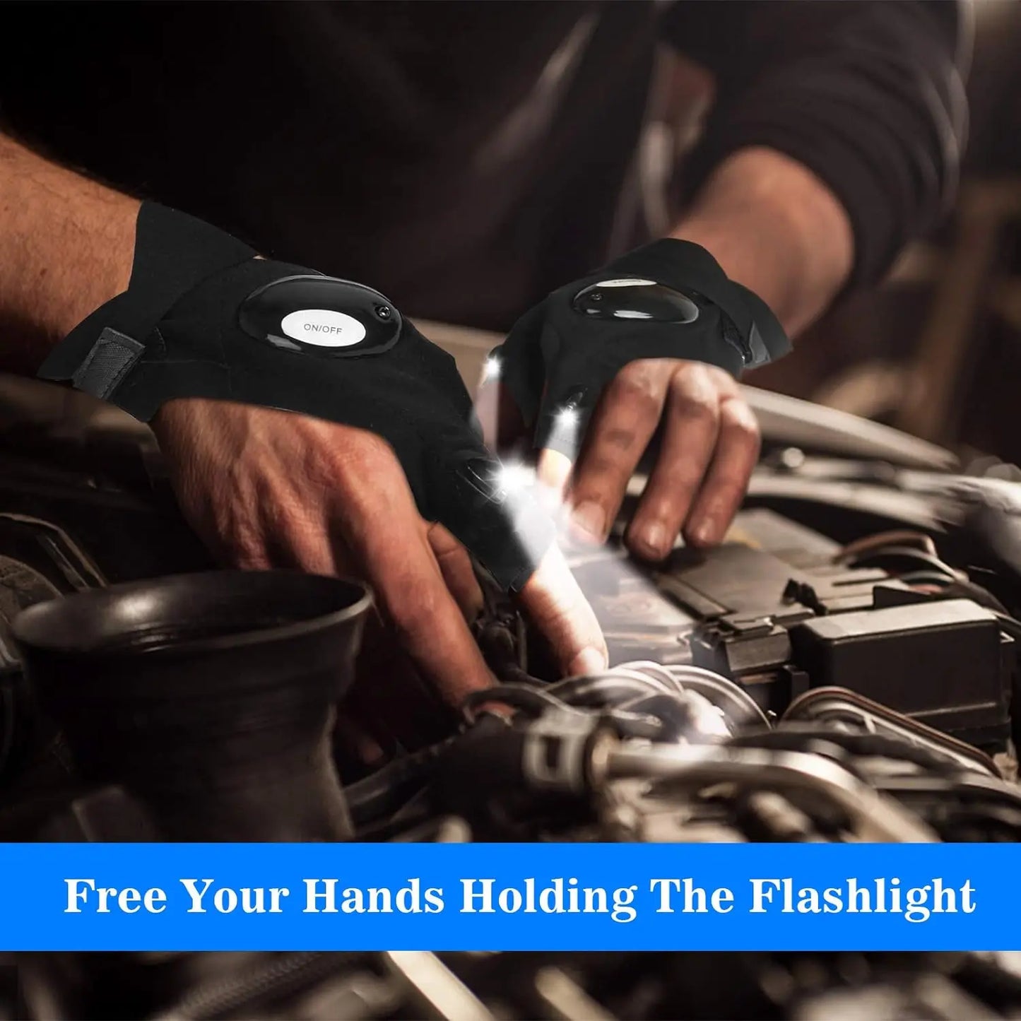 LED Half Finger Gloves – Waterproof Fingerless Gloves for Outdoor Activities