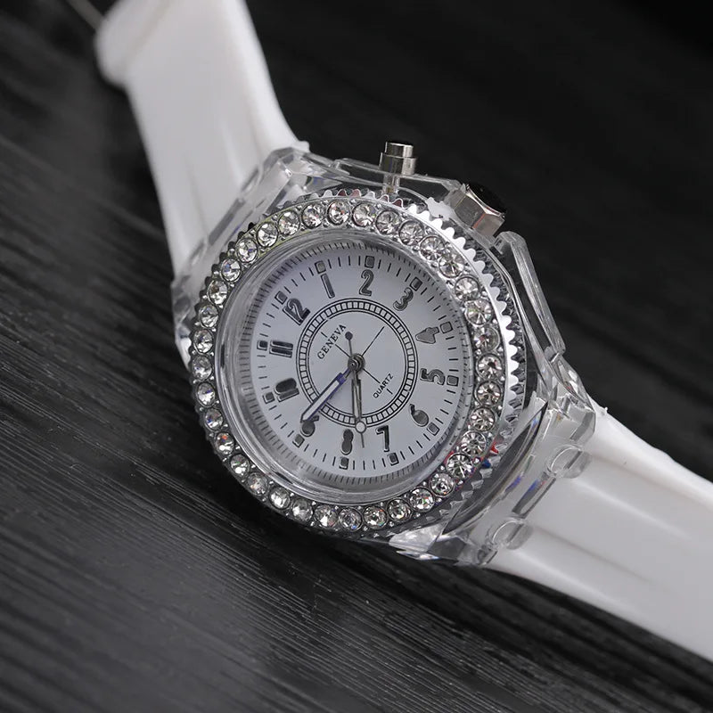 LED Flash Luminous Watch 7-Color Light Unisex Jelly Wristwatch