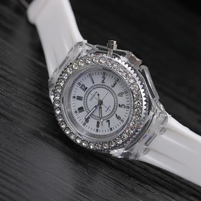 LED Flash Luminous Watch 7-Color Light Unisex Jelly Wristwatch
