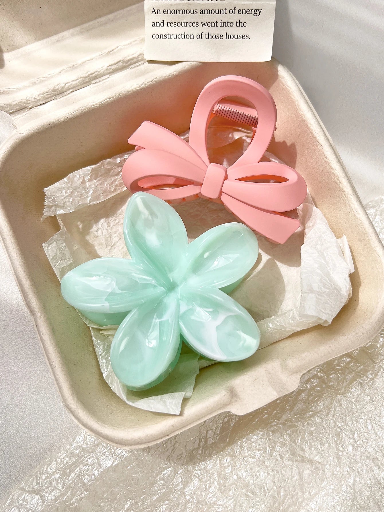 2 Pcs Marble Flower Hair Claw Clips – Cute Beach Hair Accessories