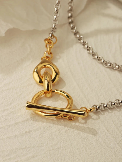 Statement Long Mixed Metal Necklace – OT Clasp Street Style Jewelry