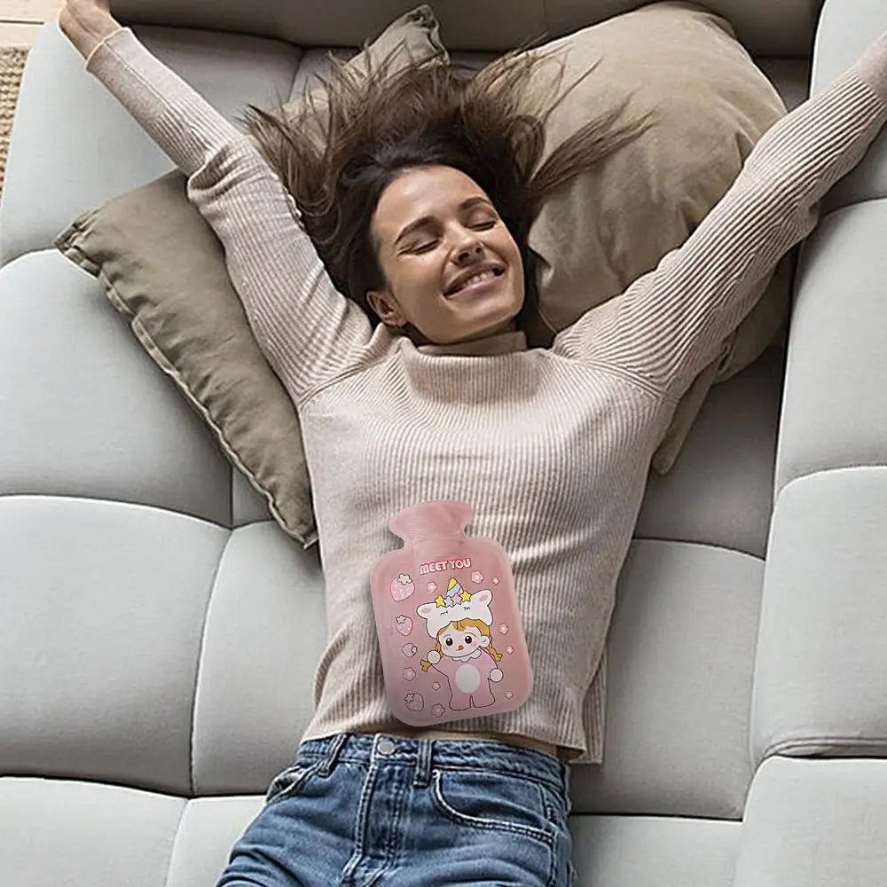 Plush Hot Water Bottle – Soft Portable Bed & Foot Warmer