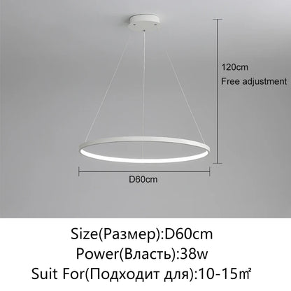 Modern Round LED Pendant Light – Black/White Minimalist Chandelier