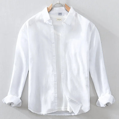 Men’s Classic Linen Cotton Shirt – Long Sleeve Casual Button-Up