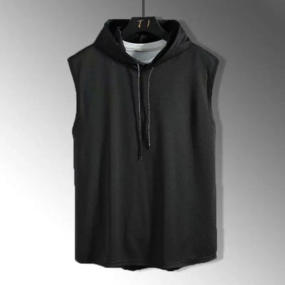 Men’s Solid Color Hooded Tank Top