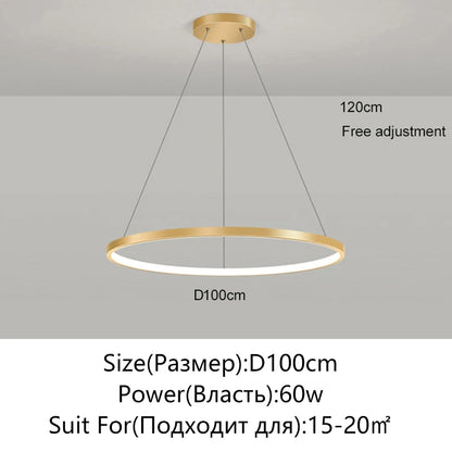 Modern Round LED Pendant Light – Black/White Minimalist Chandelier
