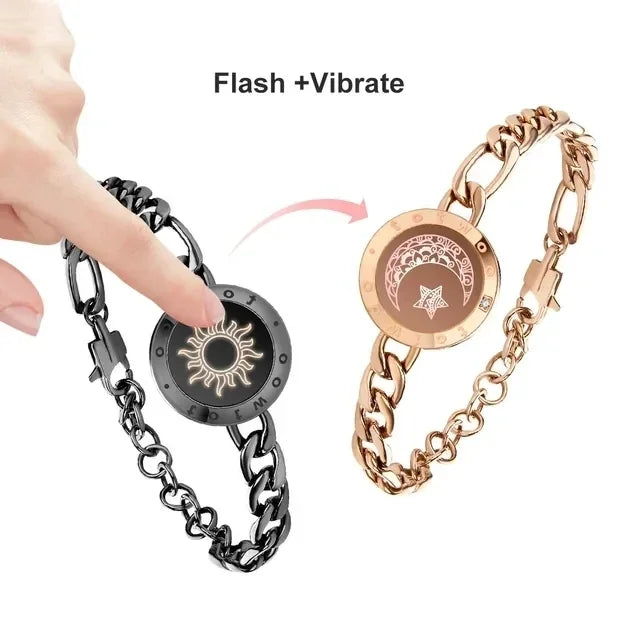 Long Distance Touch Bracelets – Sun & Moon Light-Up Couples Gift