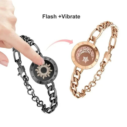 Long Distance Touch Bracelets – Sun & Moon Light-Up Couples Gift