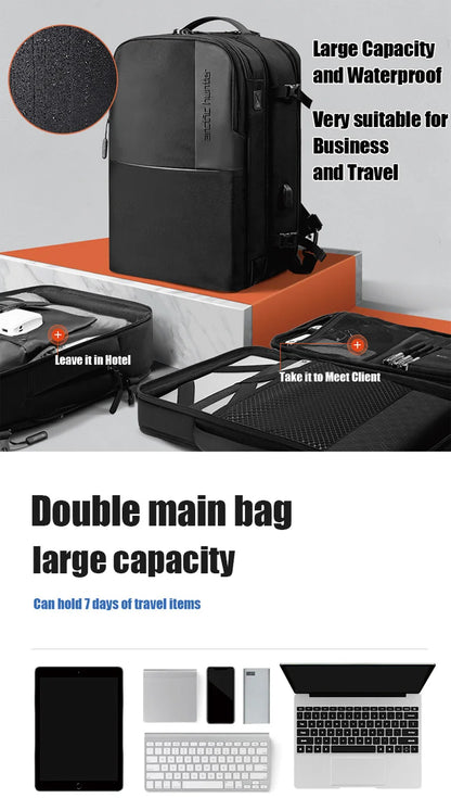 Waterproof 17.3" 2-in-1 Travel Laptop Backpack – 60L Large Capacity