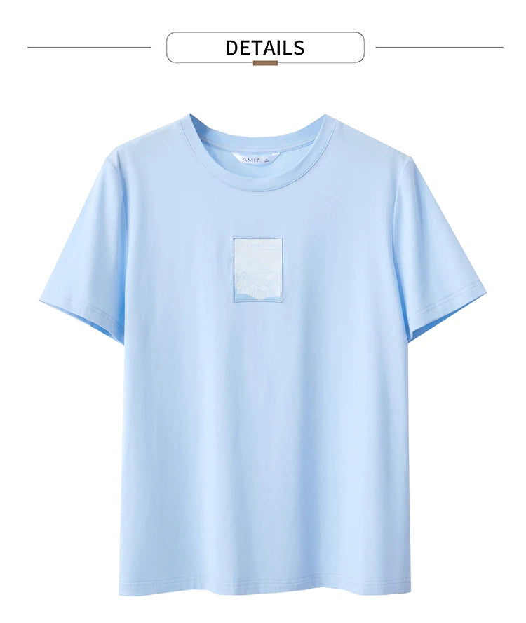 Women’s Casual Embroidered Cotton T-Shirt – Spring Short Sleeve Top