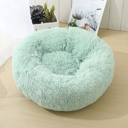 Round Cat Bed House - Soft Plush Cushion Bed for Dogs & Cats, Pet Sleeping Sofa