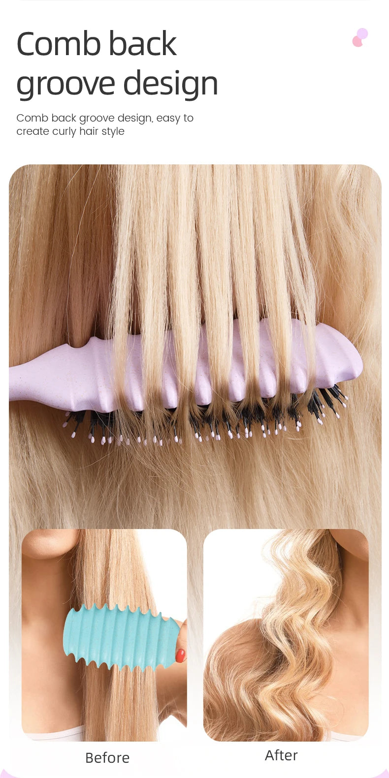 Curly Hair Styling Brush – Nylon Detangling & Volumizing Comb