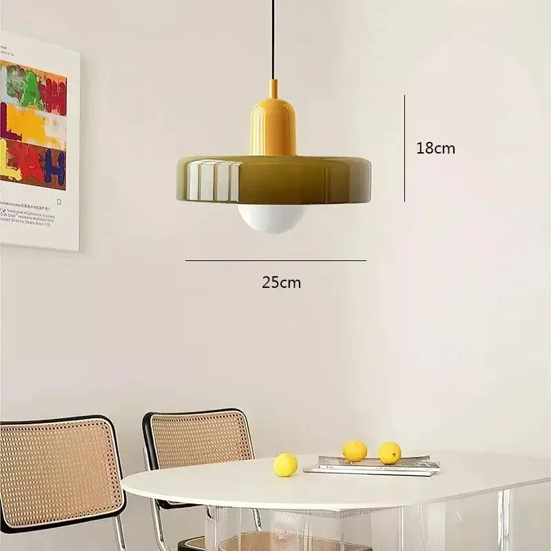 Nordic Retro Glass Pendant Lamp – E27 LED Indoor Chandelier